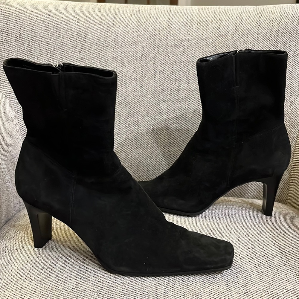 Nine West black suede ankle bootie, size 7